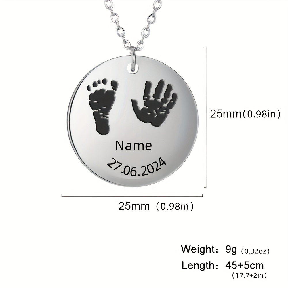 Personalized Laser-Engraved Handprint & Footprint Pendant Necklace — Custom Gift